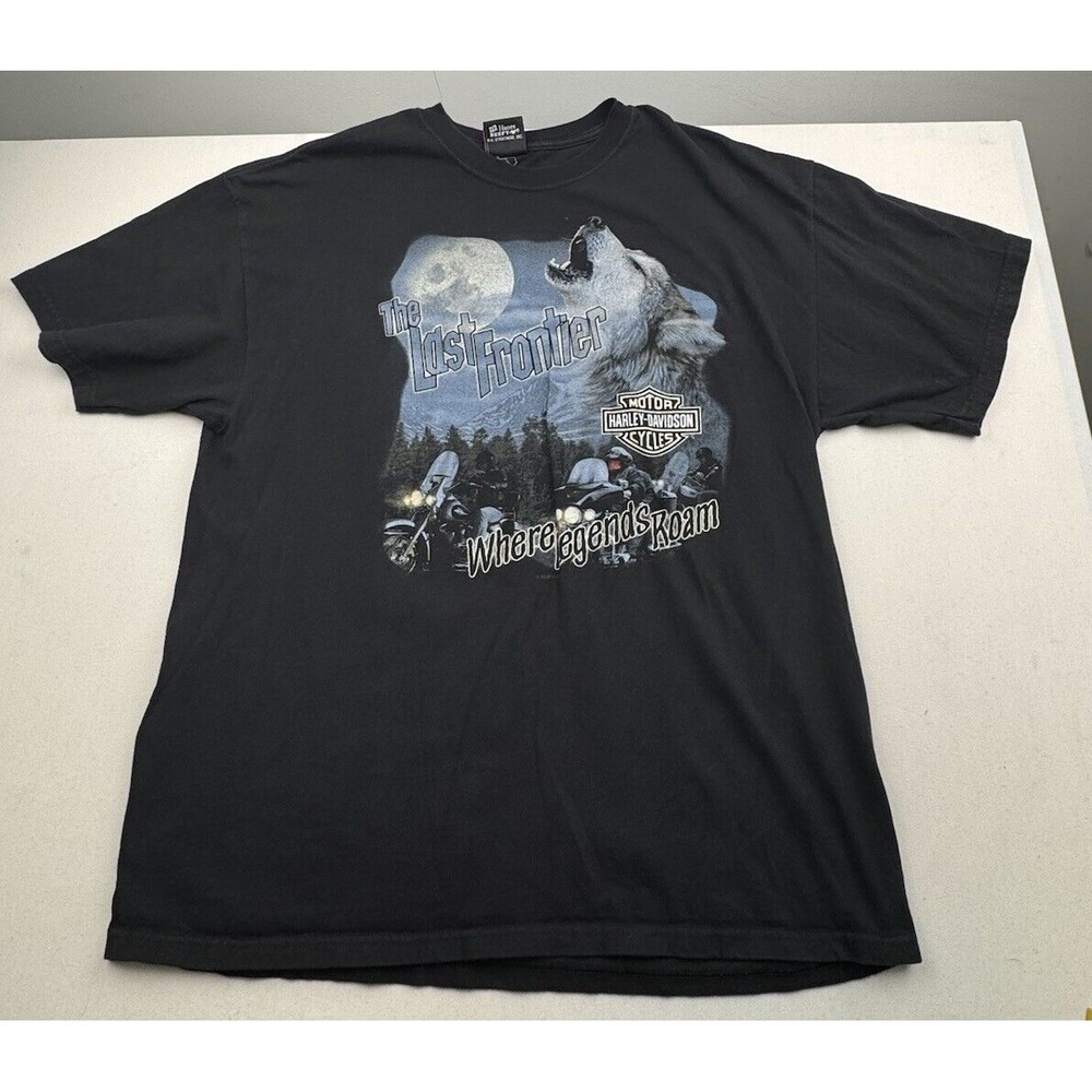 Vintage Taku Harley Davidson Juneau Alaska Shirt Men's L The Last Frontier Beefy